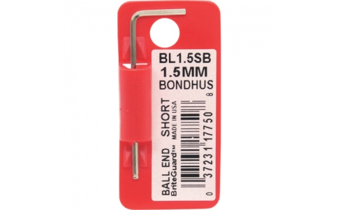 ボンダス・ジャパン（株）  BL1.5SB  ボンダス　六角棒レンチ　ボールポイント・Ｌ－レンチ　ショート　メッキ　対辺１．５ｍｍ　首下寸法１４ｍｍ　全長４３ｍｍ