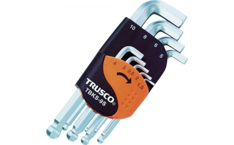 トラスコ中山（株）  TBKS-9S  ＴＲＵＳＣＯ　ボールポイント六角棒レンチ　首下ショート　９本セット