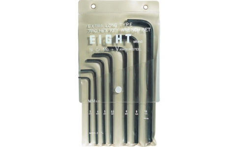 （株）エイト  014-3  エイト　六角棒スパナ　エキストラロング　ビニールポーチ入７本セット　３～１０ｍｍ