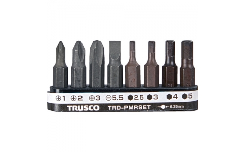 トラスコ中山（株）  TRD-PMRSET  ＴＲＵＳＣＯ　プラス・マイナス・六角レンチビット（ホルダー付）セット８本組