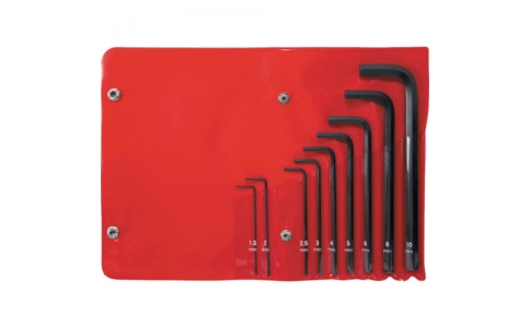 （株）エイト  008-1  エイト　六角棒スパナ　セミロング　ビニールポーチ入　９本セット　１．５～１０ｍｍ