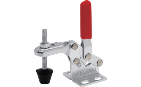育良精機（株）  ISK-090-2S  育良　下方押え型トグルクランプ　ステンレス　垂直ハンドル（３１３１１）　クランプアーム移動角度８０