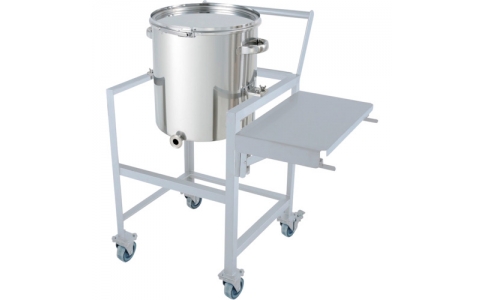 日東金属工業（株）  KTT-CTL-ASCA-47H  日東　片テーパー型バンド式密閉容器　１００Ｌ　架台付（作業台・取っ手・蓋置付）