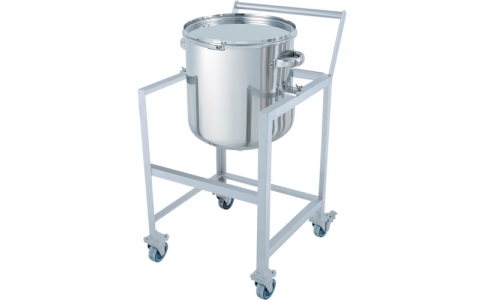 日東金属工業（株）  DT-CTL-ASCC-43  日東　鏡板型バンド式密閉容器　６５Ｌ　架台付（取っ手・蓋置付）