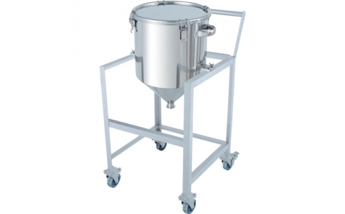 日東金属工業(株)  HT-CTH-ASCC-39  日東 ホッパー型クリップ式密閉容器 45L 架台付(取っ手・蓋置付)
