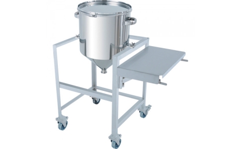 日東金属工業(株)  HT-CTL-ASCB-43  日東 ホッパー型バンド式密閉容器 65L 架台付(作業台付)