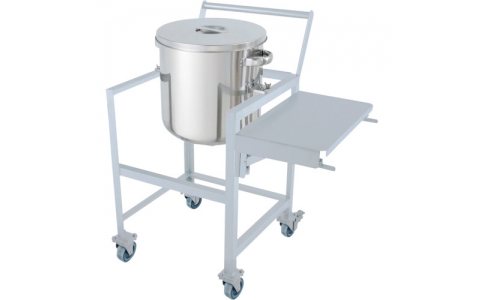 日東金属工業(株)  DT-ST-ASCA-36  日東 鏡板型汎用容器 35L 架台付(作業台・取っ手・蓋置付)