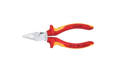 ＫＮＩＰＥＸ社  0826-145SB  ＫＮＩＰＥＸ　１０００Ｖ絶縁ニードルノーズペンチ　１４５ｍｍ