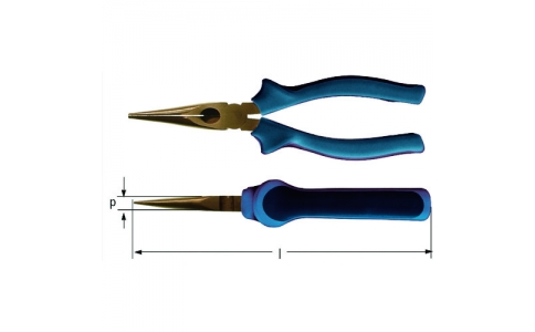 スナップオン・ツールズ（株）  EE1800B  Ａｍｐｃｏスイス　防爆プライヤー　ロングノース　切断能力：鉄線１ｍｍ、銅線４ｍｍ　全長１８０ｍｍ