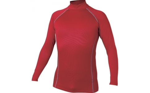 おたふく手袋（株）  JW-172-RD-S  おたふく　ＢＴ織柄チェック　ハイネックシャツ　レッド　Ｓ