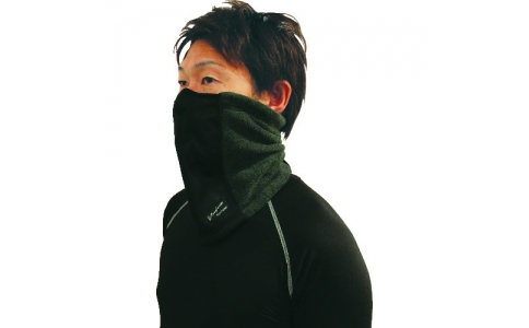 おたふく手袋（株）  JW-125-BGR  おたふく　発熱防風　ハーフフェイスウォーマー　ブラックＸグレー