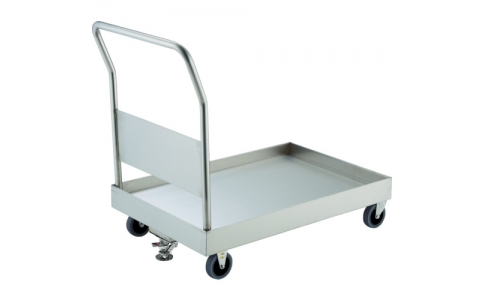 トラスコ中山（株）  SSAR-1TBU-S  ＴＲＵＳＣＯ　ステンレス台車　オールＳＵＳ３０４　皿型台車　１２００Ｘ７５０　帯電防止Ｕ車輪　ストッパー付