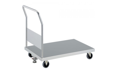 トラスコ中山（株）  KAS-2-100TBU-S  ＴＲＵＳＣＯ　抗菌ステンレス天板台車　９００Ｘ６００　Φ１００　帯電防止Ｕ車輪　ストッパ付