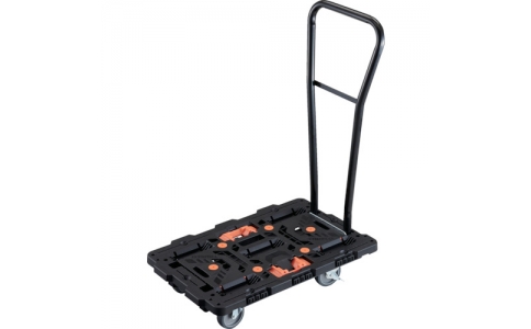 トラスコ中山（株）  BT700J5S2H-E100T  ＴＲＵＳＣＯ　連結式樹脂製平台車　ビートル　７００Ｘ４５０　自在５輪　内２輪ストッパー付　脱着式ハンドル付　とめたろう付