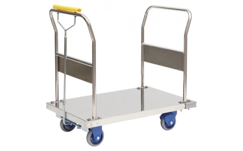 金沢車輛（株）  SUSHB-303GS  金沢　ハンドブレーキ付両ハンドル固定式大型静音ステンレス台車