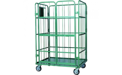 金沢車輛（株）  SH-29T-958017  金沢　観音扉付スチールカゴ台車（底板スチール）　９５０×８００