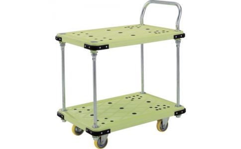 トラスコ中山（株）  MPE-722-2  ＴＲＵＳＣＯ　帯電防止性樹脂台車　２段片袖型　７３８Ｘ４８８