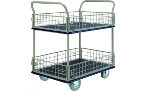 金沢車輛（株）  NHT-327SL  金沢　大型スチール台車　２段金網付　ノーパンククッションタイヤ付