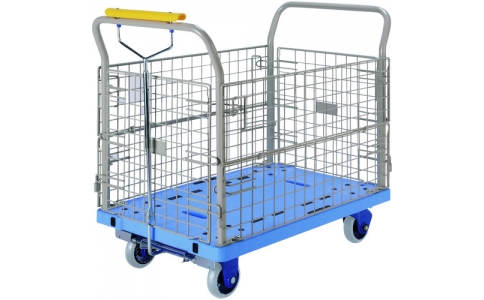 金沢車輛（株）  PHB-307GS  金沢　大型環境静音樹脂台車　金網付　ハンドストッパー付