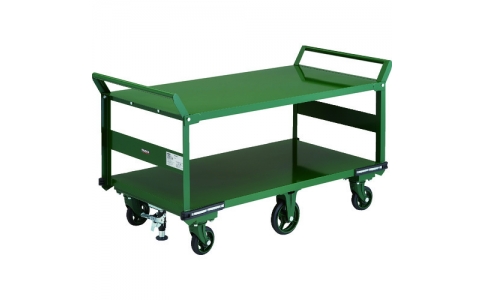 トラスコ中山（株）  OH-1L2W-6S  ＴＲＵＳＣＯ　鋼鉄製運搬車　１４００Ｘ７５０　両袖２段型　鋳物６輪車　ストッパー付