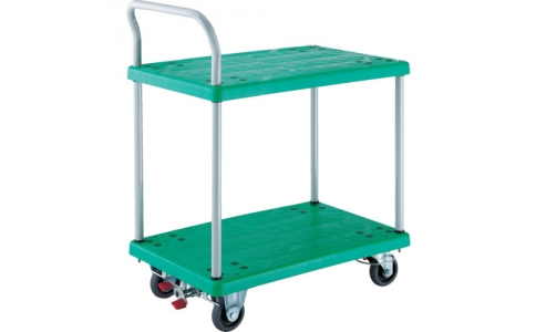 トラスコ中山（株）  TP-704JKRS-4  ＴＲＵＳＣＯ　樹脂台車　グランカート　片袖２段　４輪リングストッパー付