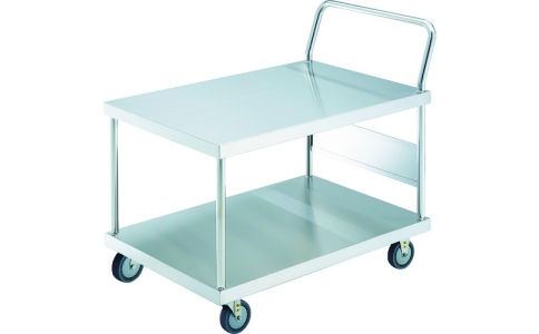 トラスコ中山（株）  AS-12-100DU  ＴＲＵＳＣＯ　オールステンレス製運搬車　オールステンレス台車（片袖２段タイプ・導電ウレタン車輪）　１２００×７５０