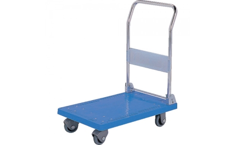 三甲（株）  803302-06  サンコー　樹脂製運搬車　８０３３０２　静か台車クリーンＳＳ（折りたたみハンドルタイプ）ブルー