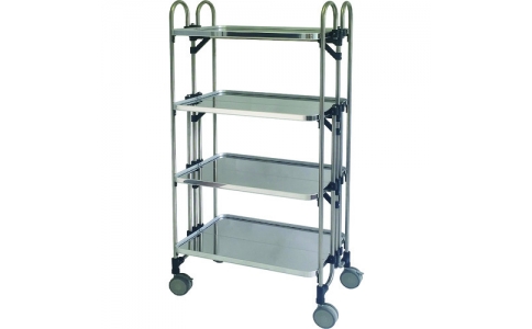 金沢車輛（株）  KEAW-4  金沢　ステンレス折り畳み収納ワゴン４段