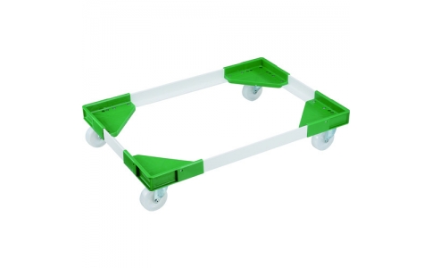 岐阜プラスチック工業（株）  ACL-CB75-N-G.W  リス　コンテナ用台車　６１１１４３　アングルキャリーＬＣＢ－７５用ナイロン車（コーナー／緑、アングル／白）