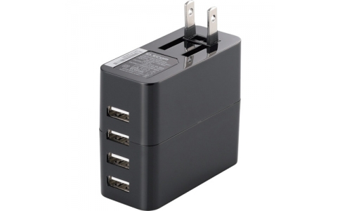 エレコム（株）  MPA-AC4U02BK  エレコム　スマートフォン・タブレット用ＵＳＢ充電器　４Ａ出力　４ポート　ブラック