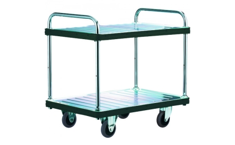 花岡車輛（株）  DA-T2-GS  ダンディ　スチール台車　ダンディＤシリーズ　タイプＤＡ　２段テーブル式　サイレントキャスター仕様　Ｗ９００ＸＤ６００