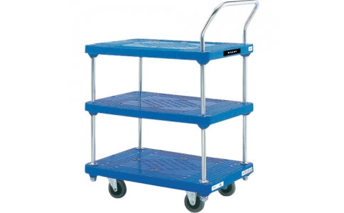 花岡車輛（株）  PL-BT3-GS-AC  ダンディ　ダンディＰシリーズ　タイプＰＬ　３段テーブル片ハンドル式　サイレントキャスター　抗ウイルスハンドル仕様　Ｗ７２０×Ｄ４６５