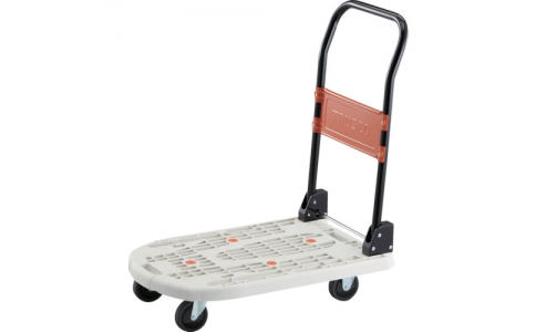 トラスコ中山（株）  MPK-720AV-W  ＴＲＵＳＣＯ　樹脂台車　カルティオ　抗ウィルス　抗菌塗装折畳ハンドル　７８０Ｘ４９０　白