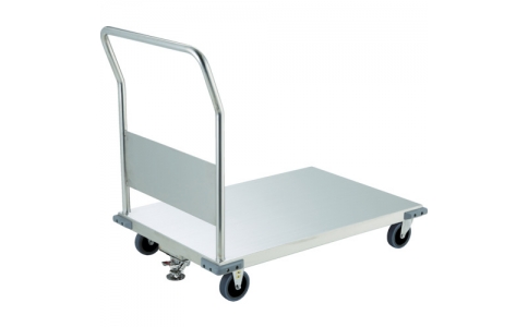 トラスコ中山（株）  AS-2B-100TBU-S  ＴＲＵＳＣＯ　ステンレス台車　オールステン台車　コーナーＣ付　９００Ｘ６００　帯電防止Ｕ車輪　ストッパー付