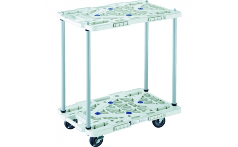 トラスコ中山（株）  MPK-6020J-B  ＴＲＵＳＣＯ　樹脂製台車　２段式ルートバン　６００Ｘ４００　ハンドル無　４輪自在　青