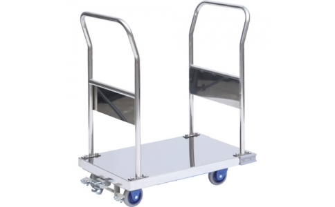 金沢車輛（株）  SUS-103GS FB  金沢　小型静音ステンレス台車（両ハンドル固定式）フットブレーキ付