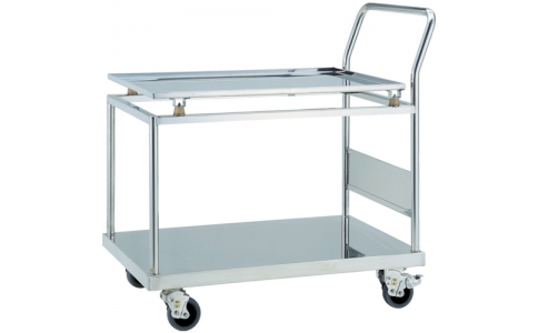 トラスコ中山（株）  SBSD-9060-T2-TBU  ＴＲＵＳＣＯ　ステンレス台車　ＳＵＳ３０４　防振台車　９００Ｘ６００　２段　帯電防止Ｕ車輪