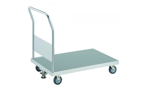 トラスコ中山（株）  KAS-1-100DU-S  ＴＲＵＳＣＯ　抗菌ステンレス天板台車　１２００Ｘ７５０　φ１００ＤＵ　ストッパ付