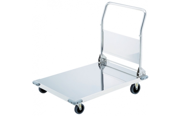 トラスコ中山（株）  AS-O-3-100TBU  ＴＲＵＳＣＯ　ステンレス台車　折りたたみ式オールステン台車　８００Ｘ４５０　Φ１００帯電防止Ｕ車輪