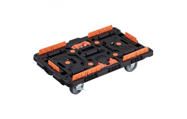 トラスコ中山（株）  BT700KJ3S2-E100T  ＴＲＵＳＣＯ　連結式樹脂製平台車　ビートル　７００Ｘ４５０　自在３輪　内２輪ストッパー付　柵　とめたろう付