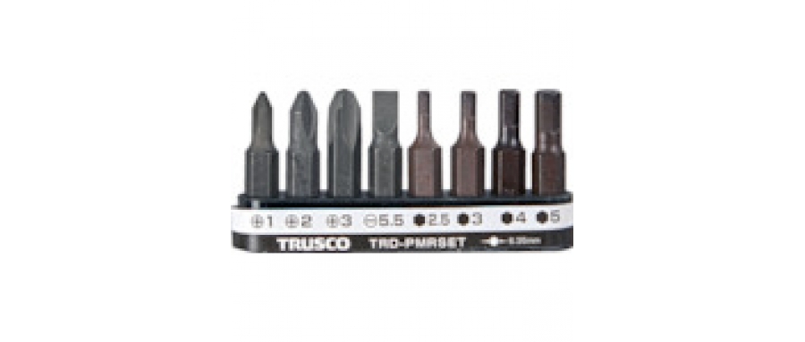 TRUSCO TRD-PMRSET Plus, Minus, Hex Wrench Bit (with Holder) Set of 8