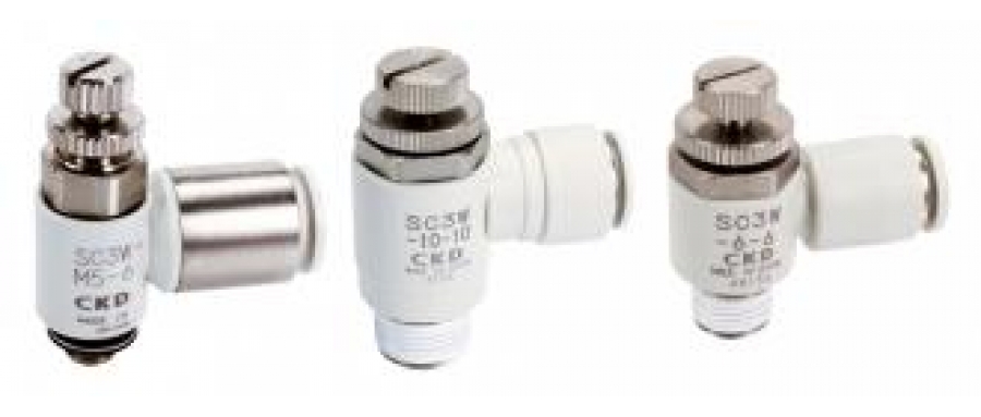 CKD  SC3W-M3 SC3W-M5 SC3W-6 SC3W-8 SC3W-10 SC3W-15 Speed controller elbow with push-in fitting