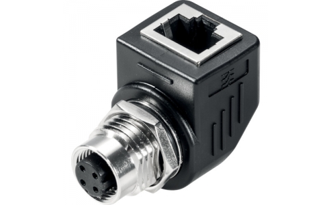 日本ワイドミュラー（株）  8901630000  ワイドミュラー　Ｍ１２（メス４極）－ＲＪ４５変換アダプタ　アングル付き