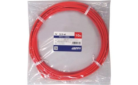 因幡電機産業（株）  IV   5.5 SQ RED 50M JP  ＪＡＰＰＹ　ビニル絶縁電線