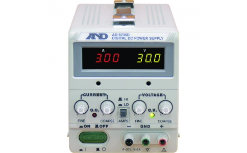 （株）エー・アンド・デイ  AD8735D-00A00  Ａ＆Ｄ　直流安定化電源　ＡＤ８７３５Ｄ（３０Ｖ－３Ａ）　一般（ＩＳＯ）校正付（検査成績書＋トレサビリティ体系図）