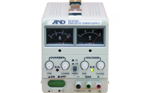 （株）エー・アンド・デイ  AD8735A-00A00  Ａ＆Ｄ　直流安定化電源　ＡＤ８７３５Ａ（３０Ｖ－３Ａ）　一般（ＩＳＯ）校正付（検査成績書＋トレサビリティ体系図）