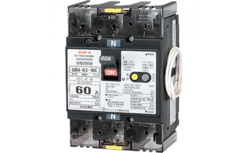 テンパール工業（株）  U6301KC6030V  テンパール　テンパール工業　ＧＢＵ－６３．１ＫＣ　６０Ａ　３０ＭＡ　リードセンツキ　単３中性線欠相保護付漏電遮断器　分電盤協約形サイズ　過電圧検出リード線付