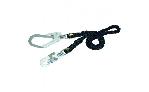 藤井電工（株）  T-16BK-1-LY110-BP  ツヨロン　黒一番　安全帯用ランヤードφ１６×１１００　両端軽量回転フック