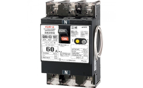 テンパール工業（株）  U6301EC6030V  テンパール　テンパール工業　ＧＢＵ－６３・１ＥＣ　６０Ａ　３０ＭＡ　単３中性線欠相保護付漏電遮断器　過電圧検出リード線付