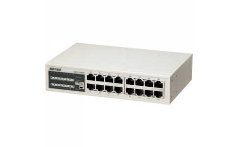 （株）バッファロー  LSW3-TX-16NSR  バッファロー　１０／１００Ｍ　スイッチングＨｕｂ　金属筐体／電源内蔵モデル　１６ポート